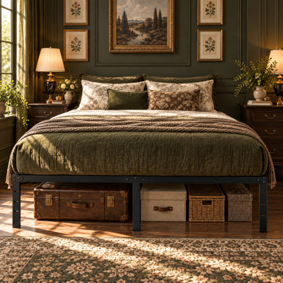 Geng Queen Metal Platform Bed Frame with Universal Headboard Bracket, 12.3 Inch Underbed Storage, 990 LBS Heavy Duty