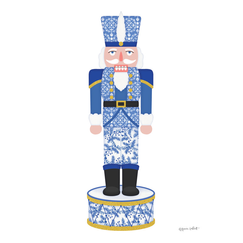 Casse-noisette bleu et blanc II sur toile par Annie Lapoint, H 48 po x l 32 po x P 1,25 po