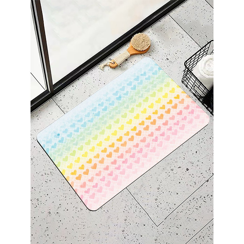 Gradient Heart Pattern Bath Mat，16 X 24