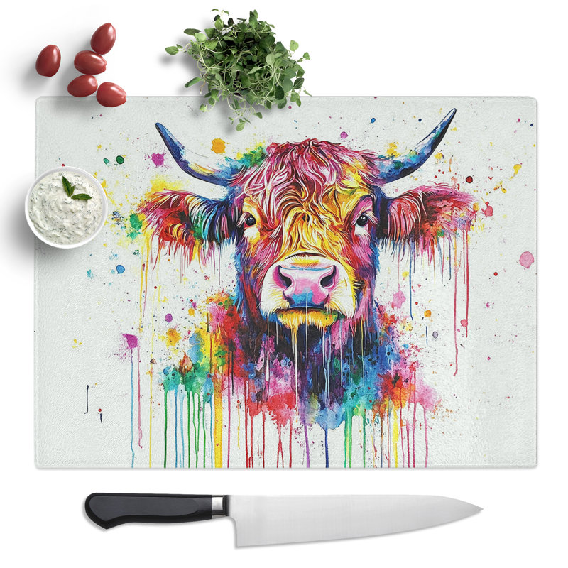 Highland Cow in Colour Vol.2  Glass Chopping Board