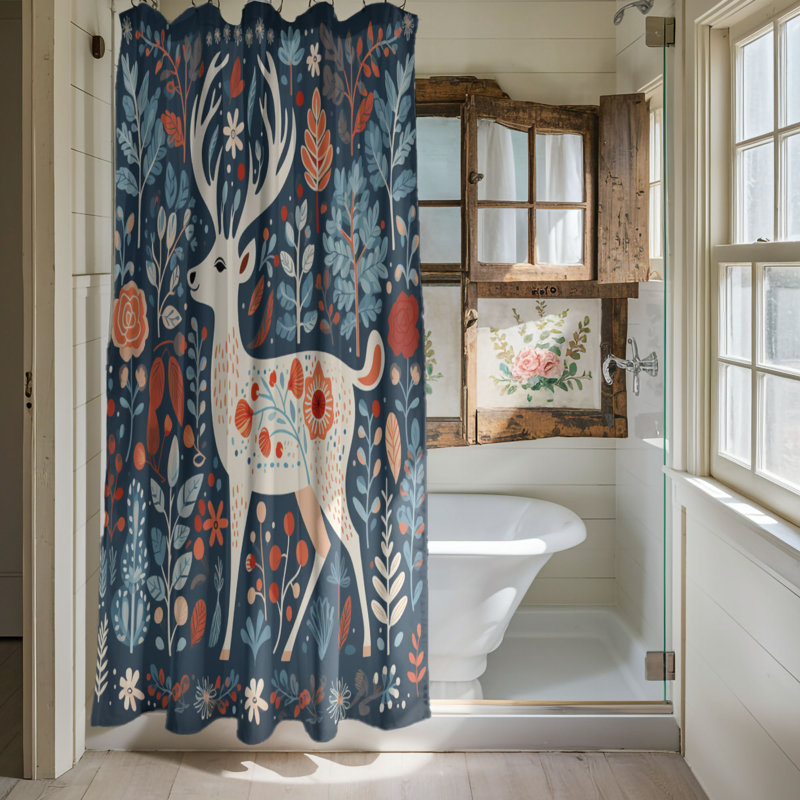 Nordic Festive Patterns - Rideau de douche standard 1 pièce, H 74 po x l 71 po