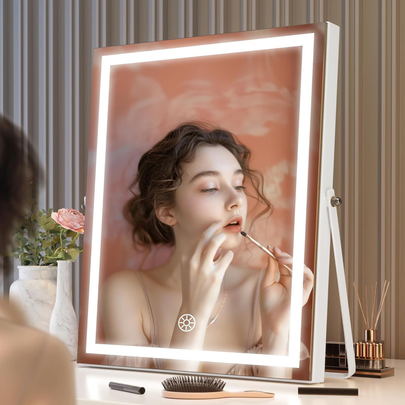 Miroir de salle de bain à DEL avec lumières - grossissement 10X, éclairage à intensité variable 3 couleurs, commande tactile intelligente, rotation à 360 °, réglage de la luminosité pour l'application de maquillage