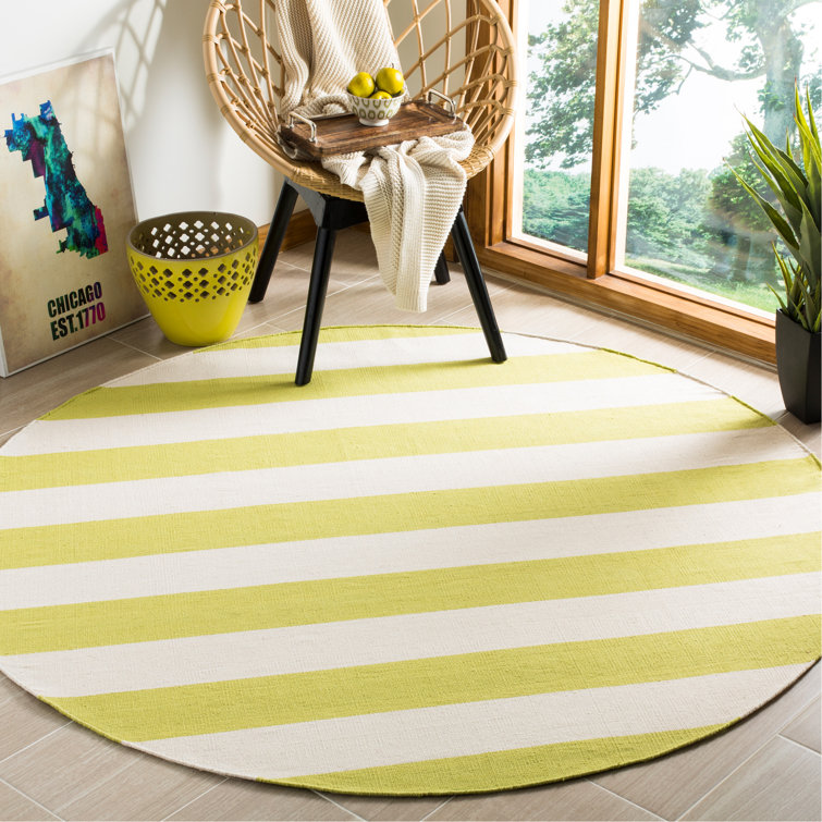 Brookvale Striped Handwoven Cotton Green/Ivory Area Rug