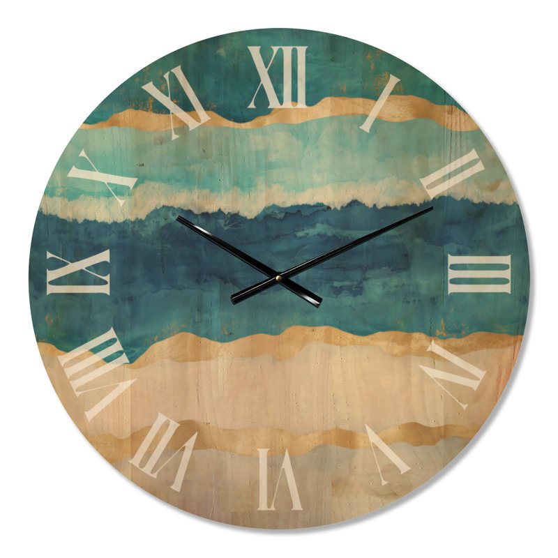 Horloge murale surdimensionnée en bois côtier - ondulations de plage tropicale, Medium
