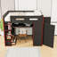 Lit mezzanine double en bois avec bureau, tablettes de rangement, garde-robe, port USB et lumière DEL-1363539473