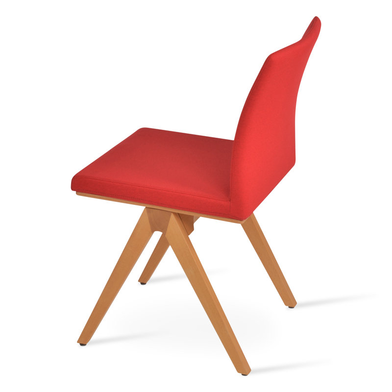Chaise Zeyno Fino, Rouge, Bois naturel
