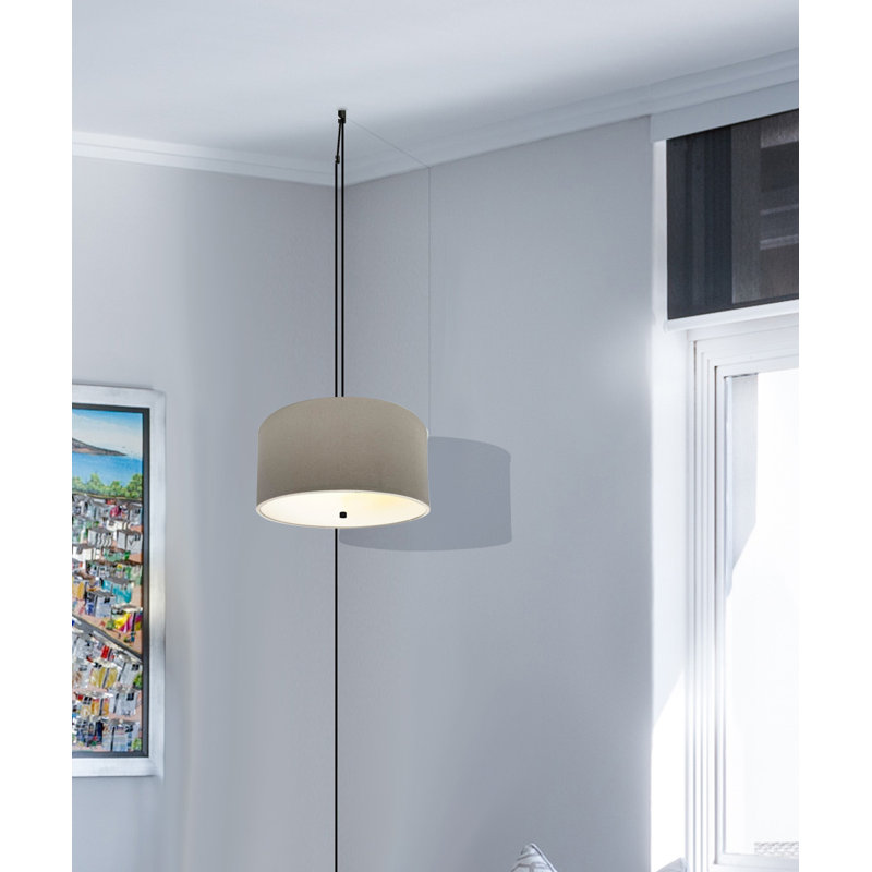 Luminaire suspendu tambour 2 lumières Lillian, gris, Noir