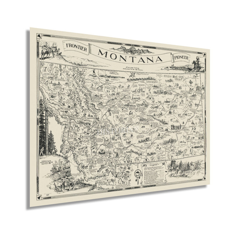 Carte du Montana de 1937, H 24 po x l 36 po