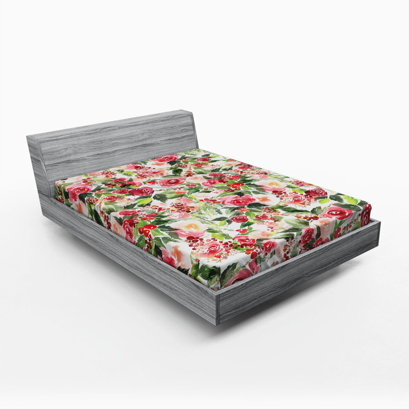 Microfiber Floral Fitted Sheet, Queen Fitted Sheet