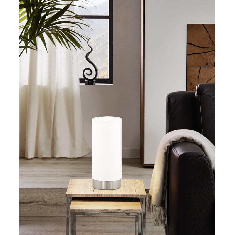 Lampe de table 10,13 po en nickel satiné Orleans, Blanc