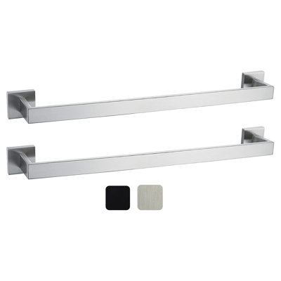 Ensemble de 2 barres à serviettes de 24 pouces, acier inoxydable 304, support à serviettes carré moderne, support antirouille (2 pièces / noir mat)