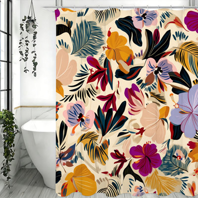 Floral Shower Curtains with Hooks Included