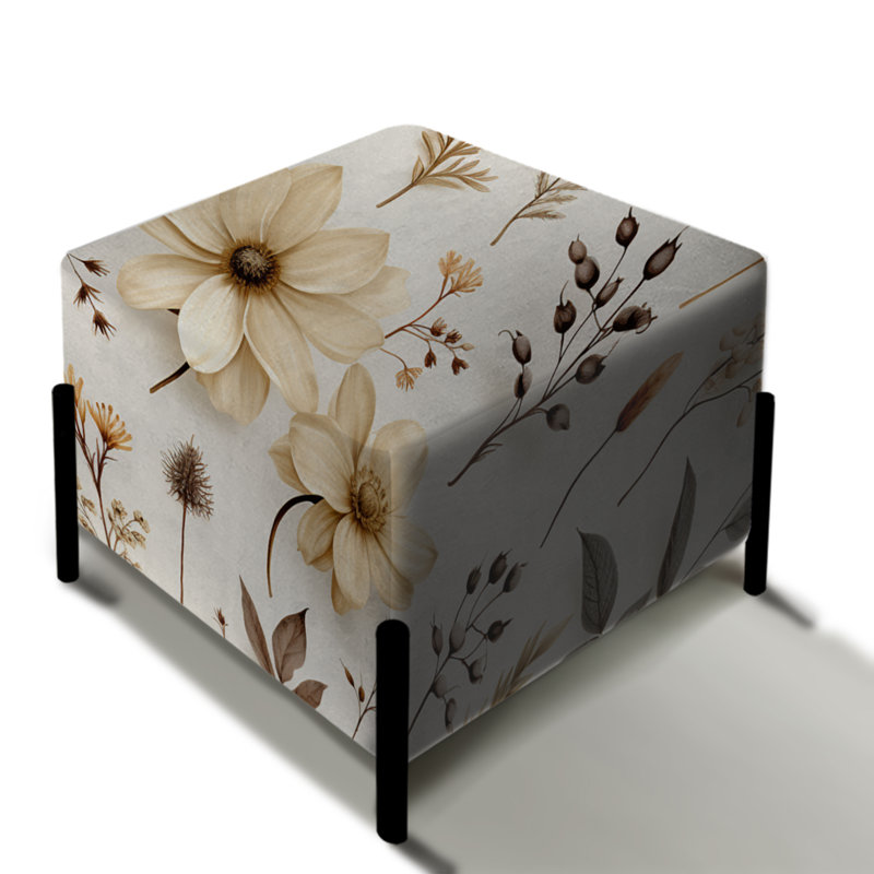 Rustic Foliage - Plants Square Ottoman