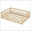 Lit double sur pied Montessori avec clôture, porte et lattes-156419751-156419749