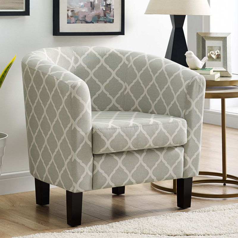 Fauteuil demi-tonneau Swarthout, Treillis gris doux
