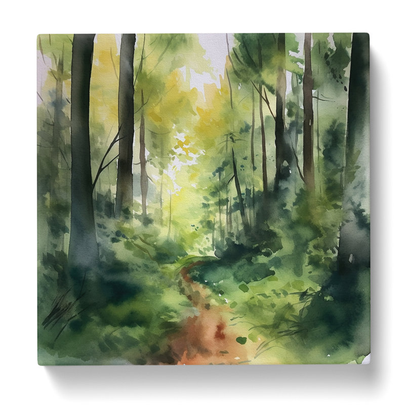 Forest Watercolour No.2 - Wrapped Canvas, 50cm H x 50cm W x 3cm D