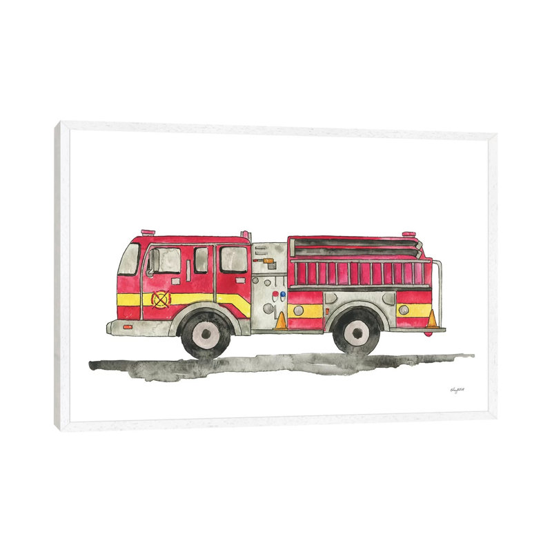 Fire Truck by Kelsey McNatt - Painting on Canvas, 152.5 cm H x 101.5 cm W, White Framed