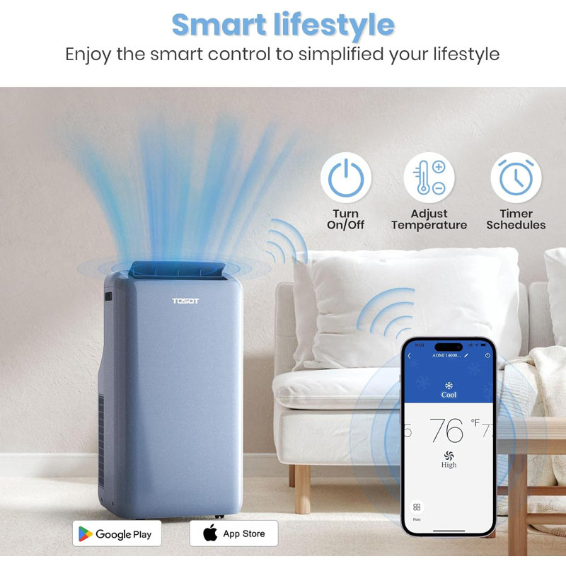 Steel Blue Portable Air Conditioner with Heater and WiFi