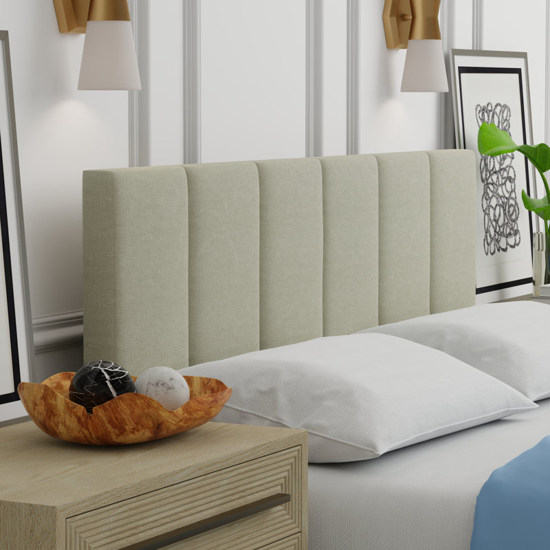 Askar Upholstered Panel Headboard, Beige, Full / Double