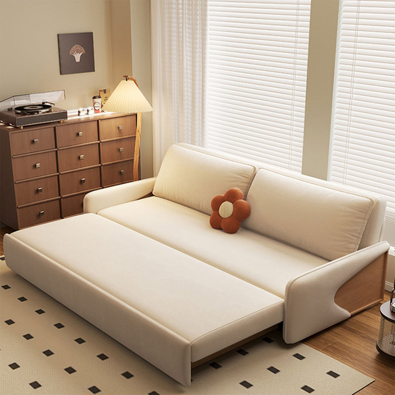 Canapé-lit modulaire 100% polyester blanc crème, 31.5"H*64.96"L*33.46"W