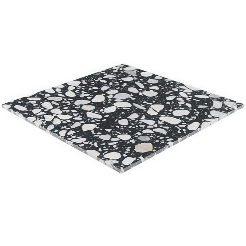 Terrazzo Italy Sacra 24x24 Honed Marble Tile, Sacra Black & White