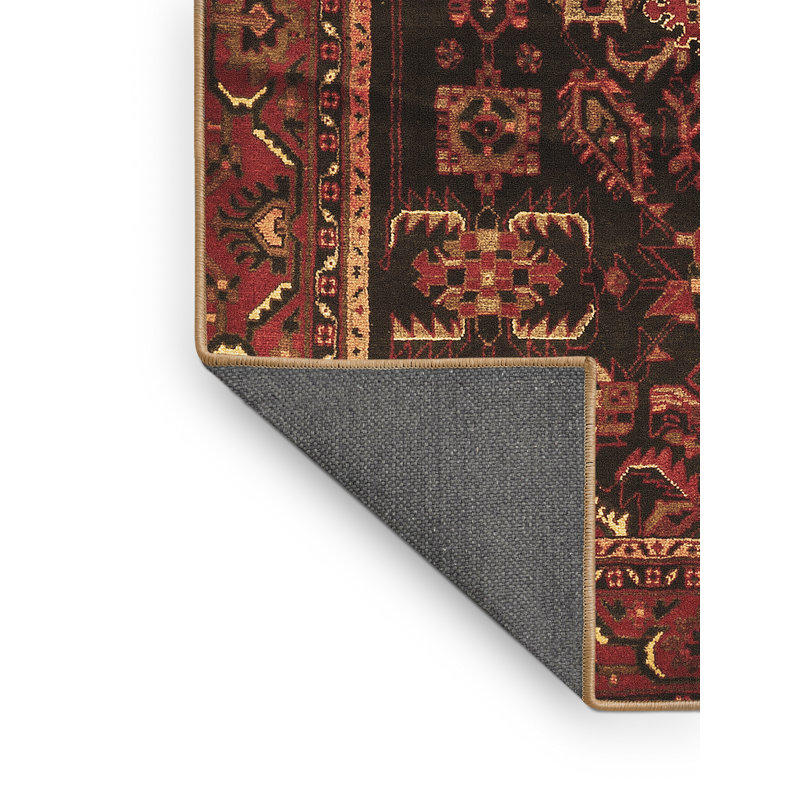 Tapis oriental brun / noir tissé à la machine, Rectangle 4 pi x 6 pi