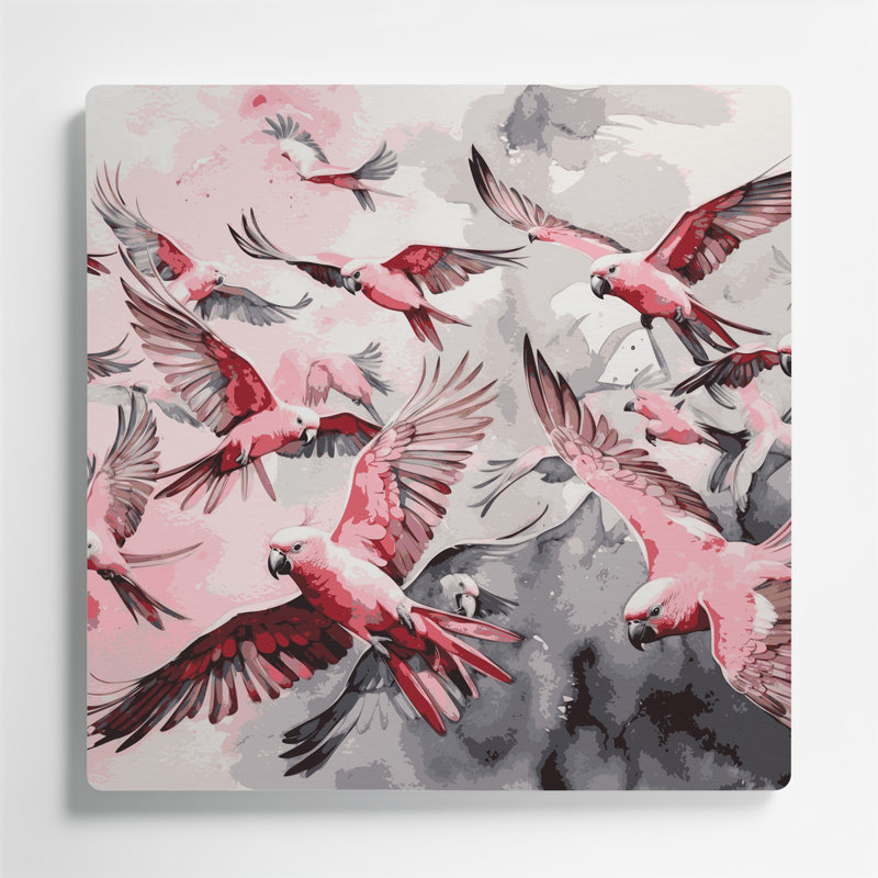 Oiseaux, art mural beige en métal Galah, H 32 po x l 32 po