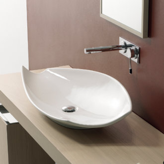 Lavabo de salle de bain vasque ovale en céramique Kong, blanc