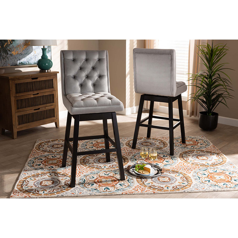 Tabouret de bar pivotant 31,1 po Efaz, Gris clair, Noir