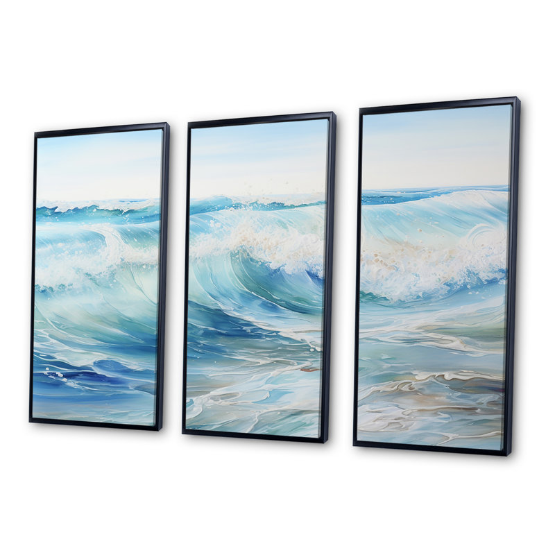 «Ocean Charm», art mural sur toile océanique, Cadre flottant noir, H 28 po x l 36 po x P 1 po