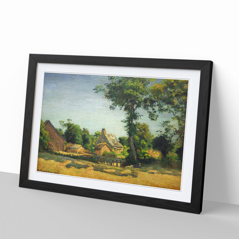 Landscape with a Farm by Camille Pissarro - Picture Frame Painting, Black Framed, 27cm H x 36cm W x 2cm D