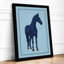 Navy Horse Minimalist - Framed Print-676644657-676644659