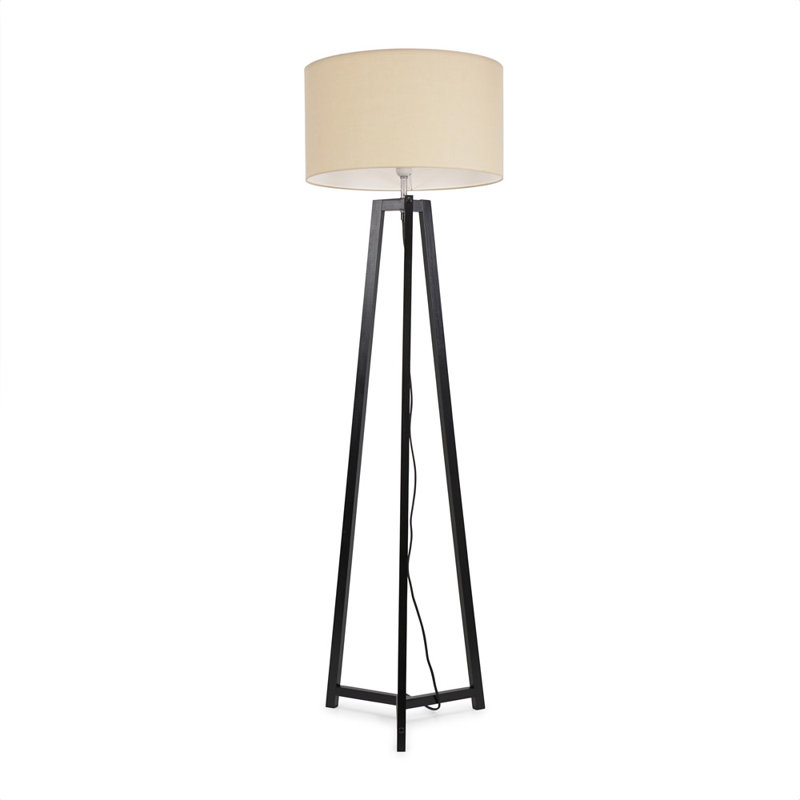 Rhavyn 148cm Traditional Floor Lamp, Natural, Matte Black