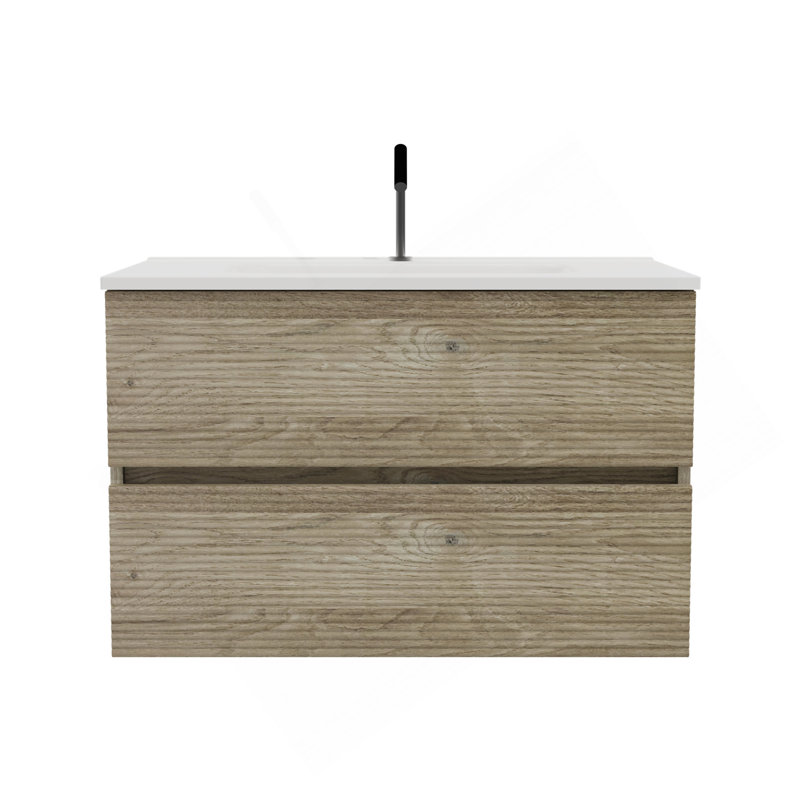 36" Wall Mounted &Rough Oak Bathroom Vanity With Integrated Ceramic Sink With Overflow, Large Storage Floating Bathroom Vanity For Modern Bathroom, Pre-Assembled
