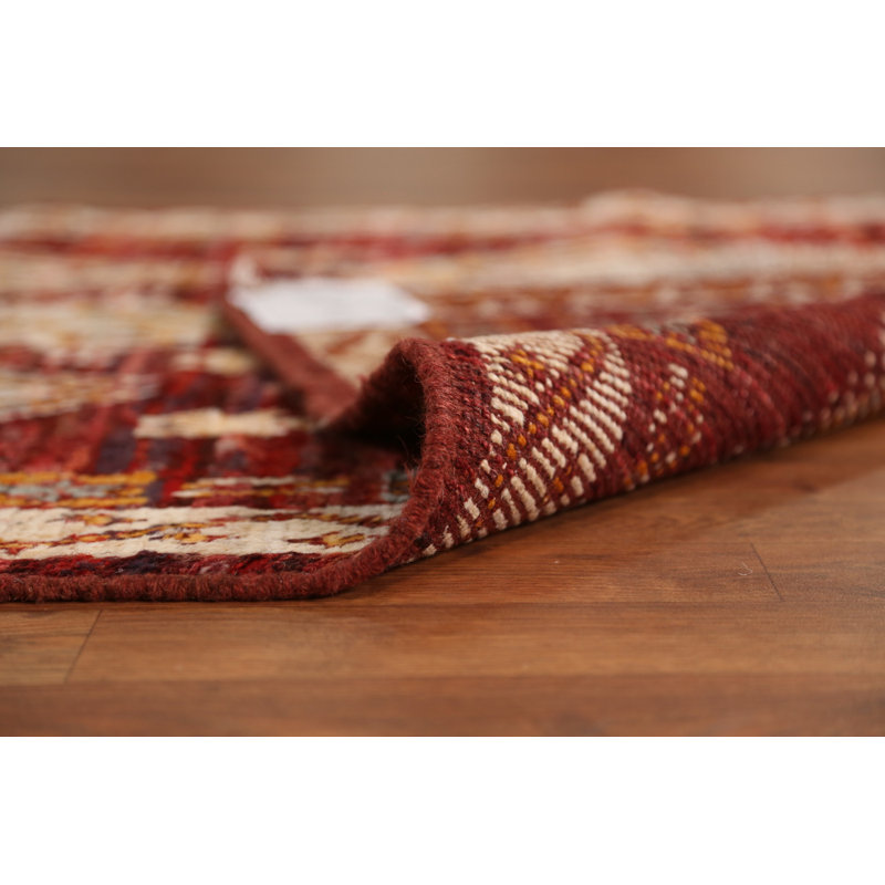 Tapis rouge marocain à motif géométrique rouge 4 x 6