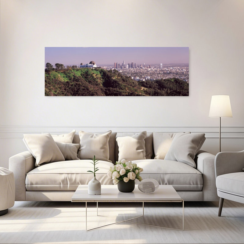 Observatory On A Hill With Cityscape In The Background Griffith Park Observatory Los Angeles California USA by Dan Merkel - Wrapped Canvas Panoramic Print