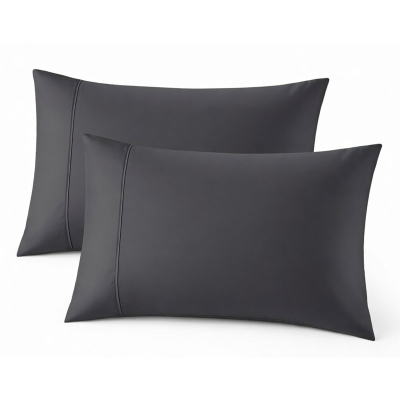Cooling Bamboo Pillowcases, Set of 2 – Ultra Soft & Breathable, King, Dark Grey