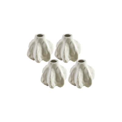 Mini vase 3,5 pouces Highland Dunes - Décor texturé à motif organique - Porte-fleurs polyvalent pour petits arrangements, paquet de 4