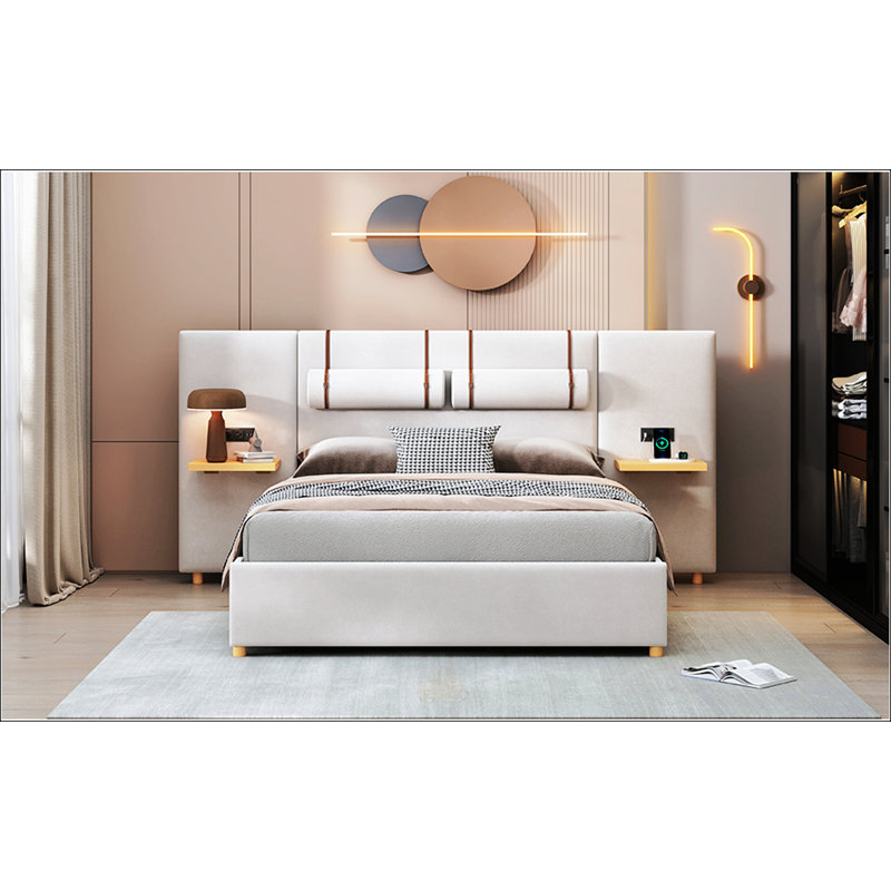 Grand lit plateforme tapissier