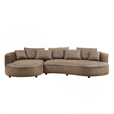 128.74 Inch Modern Sectional Curved Sofa Couch For Living Room,Leathaire Upholstered 5-Seat Sofa Couch, Technology Cloth Couch Set For Apartment Offic