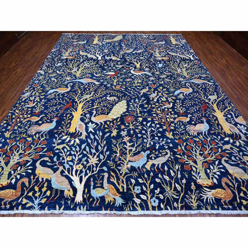 Tapis bleu nouvel âge en laine 10 pi 1 po x 13 pi 2 po Soulaymaan