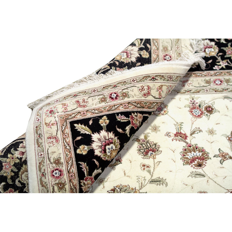Hand-Knotted High-Quality Taupe and Black Area Rug