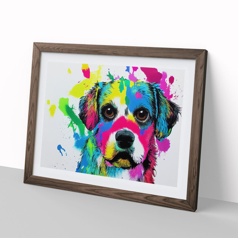 Dog Splash Vol.2 Abstract - Single Picture Frame Print, 46cm H x 64cm W, Walnut