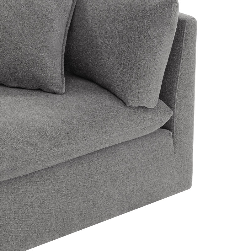 Canapé modulaire rembourré 81 po Annabella, Chenille Elite Performance texturée en étain