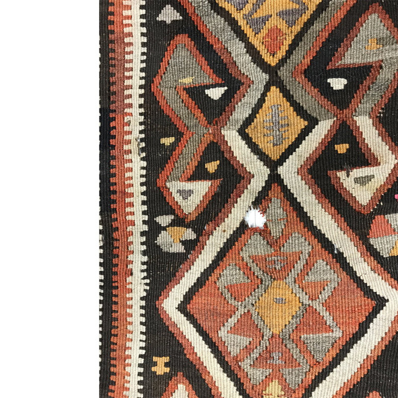 Corail en laine/tapis ivoire/brun Ghelim