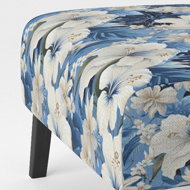 Fauteuil de chambre rembourré C, Motif d'oasis tropical azur V