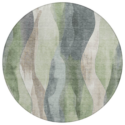 Machine Washable Indoor/Outdoor Xhevrie Fern Rug