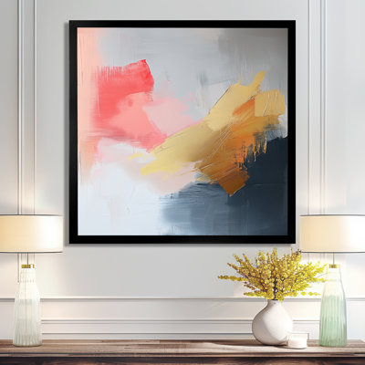Odilio géométrique or rose et gris forme pure V - art mural géométrique abstrait