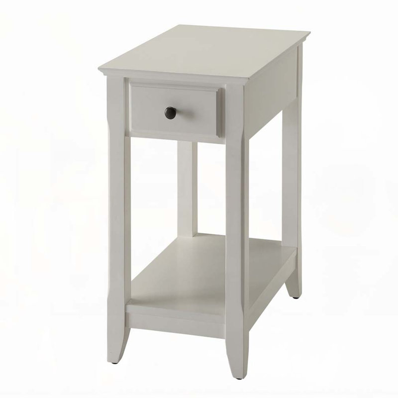 Table d'appoint blanche avec tablette inférieure, Blanc