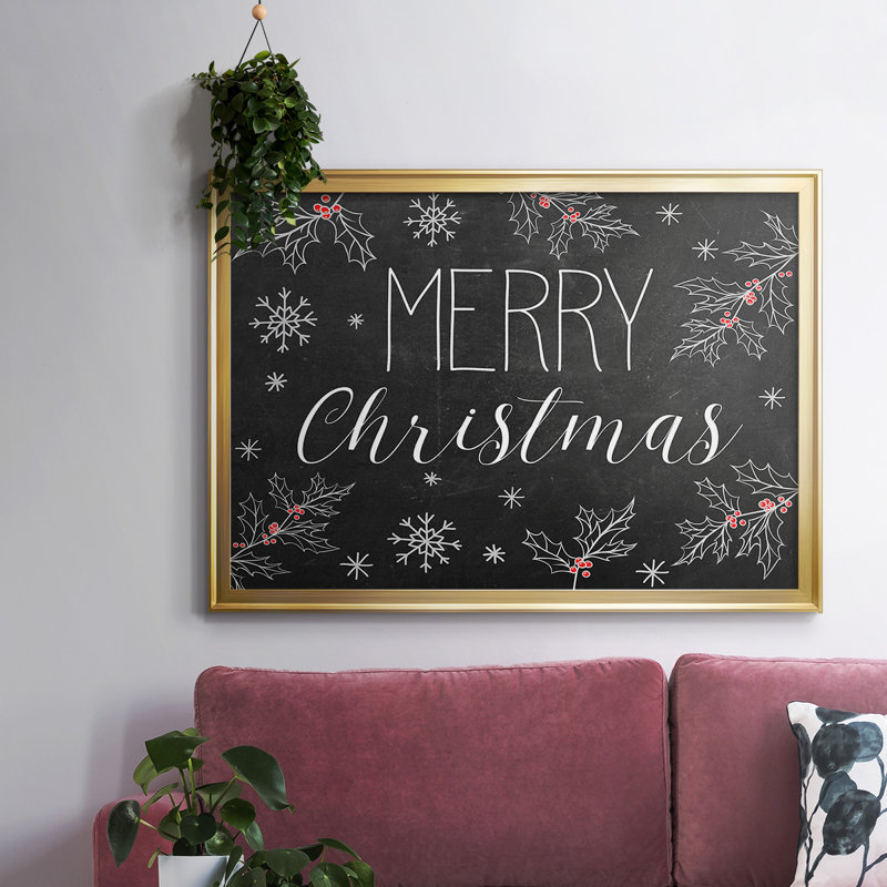 " Merry Christmas Chalkboard ", Gold, 26" H x 38" W x 1.5" D